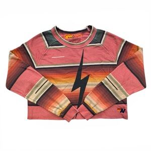 NEW Aviator Nation Lightning Bolt Serape Stripe Cropped Sweatshirt – Size Medium